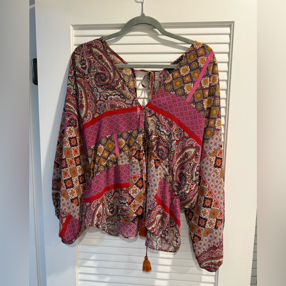 Aakaa Multicolor Paisley Patchwork Blouse